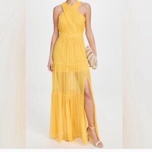 Veronica Beard Silk Yellow Canary Maxi Sleeveless Dress Chiffon Size 4 NWOT